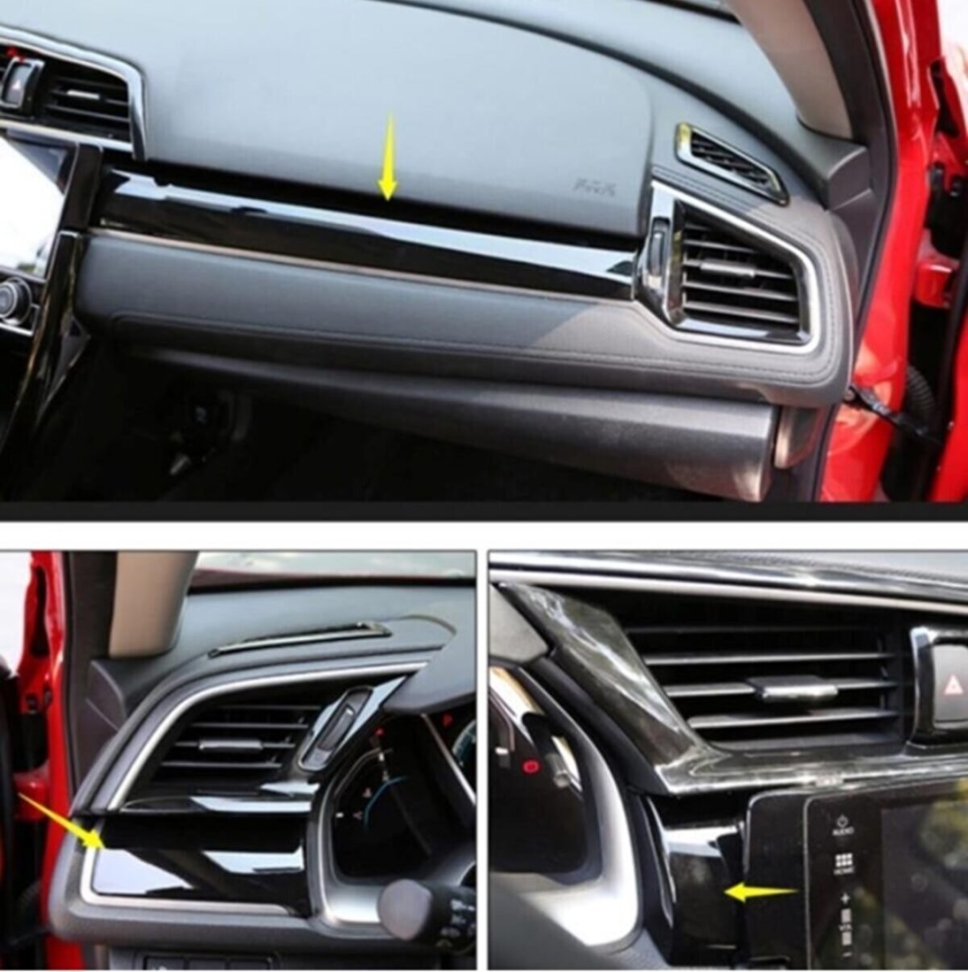 CIVIC FC5  DASHBOARD  TRIM COVER 3 PCS - GLOSS BLACK (BRIGHT BLACK)  