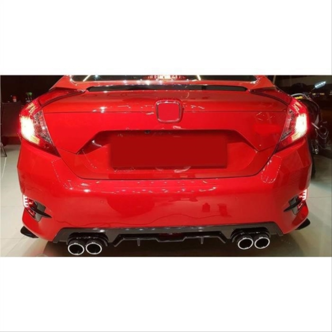 FOR CIVIC 2016-2021  DIFFUSER 4 EXHAUST GLOSS BLACK (BRIGHT BLACK) 