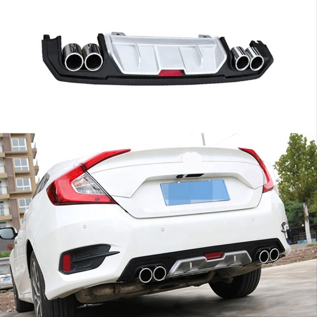 FOR CIVIC 2016-2021  DIFFUSER 4 EXHAUST SILVER