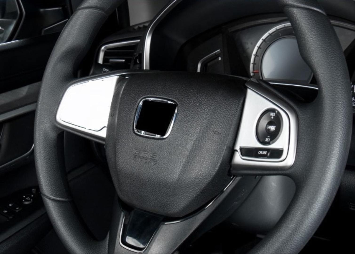 FOR CIVIC 2016-2021  STEERING WHEEL TRIM COVER 2 PCS - SILVER 