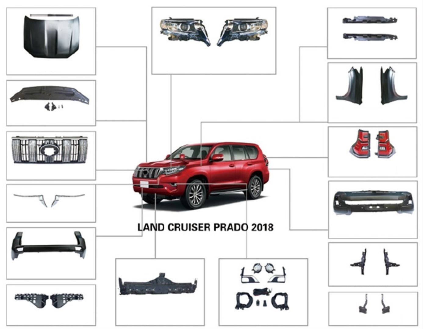  LAND CRUISER PRADO 2014-2017 FACELIFT BODY KIT ( 2018+ LOOKING )