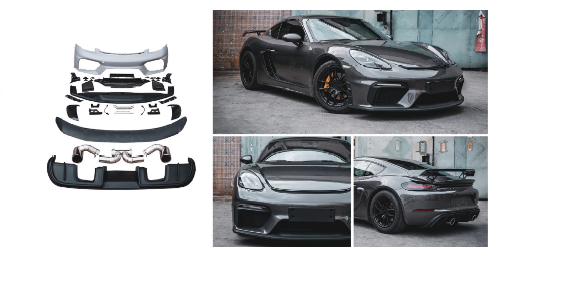 Fit for Porsche 718 (982) GT4 bumper (whole set + with led spoiler)
